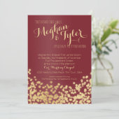 Wijn en Gouden Sparkle Wedding Kaart (Staand voorkant)