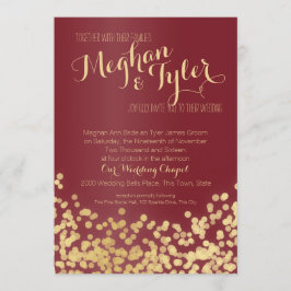 Wijn en Gouden Sparkle Wedding Kaart
