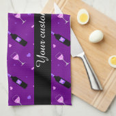 Wijn en harten Partij naadloos patroon Theedoek (Quarter Fold)