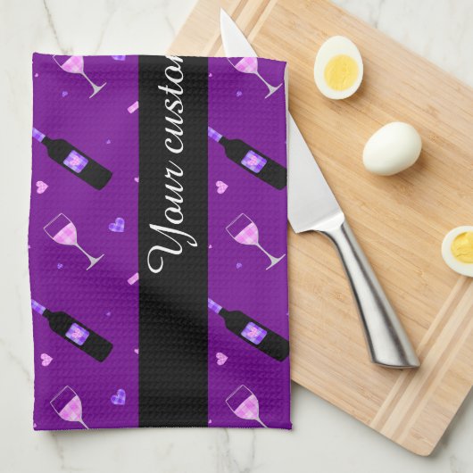 Wijn en harten Partij naadloos patroon Theedoek (Quarter Fold)