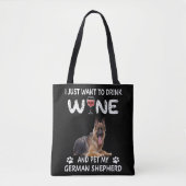 Wijn en huisdier mijn Duitse herder Tote Bag (Voorkant)
