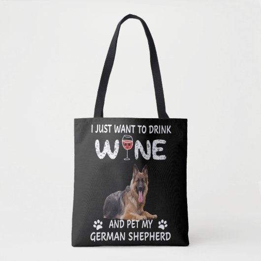 Wijn en huisdier mijn Duitse herder Tote Bag (Voorkant)