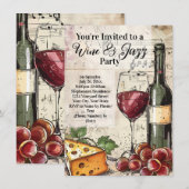 Wijn- en Jazz-evenement Proeverij Uitnodigingen (Voorkant / Achterkant)