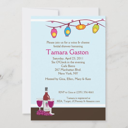 Wijn en kaas, 5x7 Vrijgezellenfeest Uitnodigen Kaart (Voorkant)