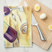 Wijn en kaas bij het strand Art Keuken Handdoeken (Quarter Fold)