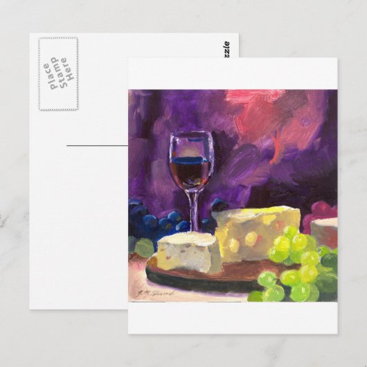 Wijn en kaas briefkaart (Voorkant / Achterkant)