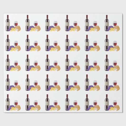 Wijn en kaas cadeaupapier (Vlak)