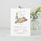 Wijn en kaas Charcuterie Board Couples Douche Kaart (Staand voorkant)