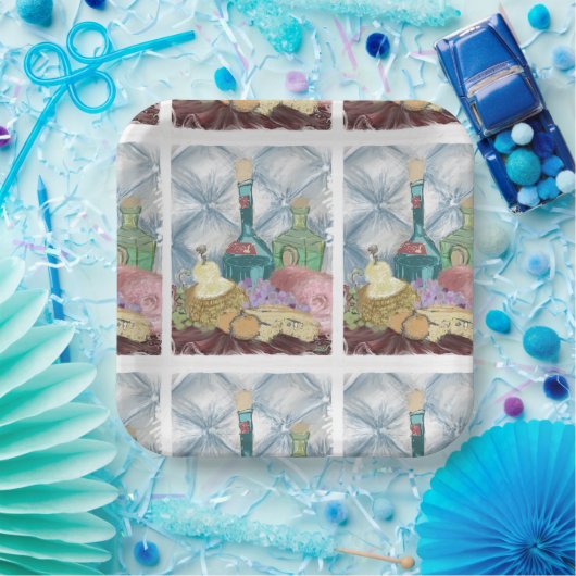 Wijn en kaas Charcuterie Papieren Bordje (Feest)