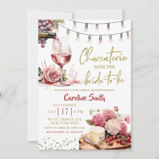 Wijn en kaas Charcuterie Vineyard Vrijgezellenfees Kaart (Voorkant)