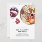 Wijn en kaas Eenvoudig Modern Housewarming Party Kaart (Voorkant)