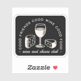 Wijn en kaas feestavond sticker