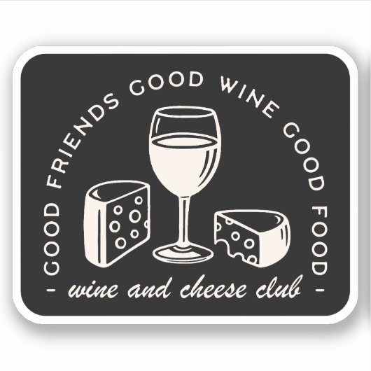 Wijn en kaas feestavond sticker (Voorkant)