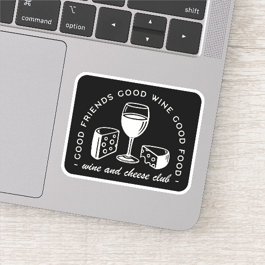 Wijn en kaas feestavond sticker (Detail)
