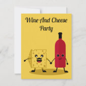 Wijn en kaas feestuitnodiging kaart (Voorkant)