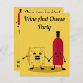 Wijn en kaas feestuitnodiging kaart (Voorkant / Achterkant)
