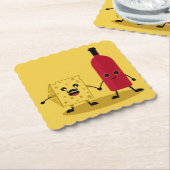 Wijn en kaas feestuitnodiging kartonnen onderzetters (Gebogen)