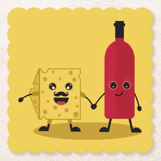 Wijn en kaas feestuitnodiging kartonnen onderzetters (Voorkant)