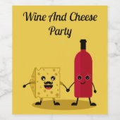 Wijn en kaas feestuitnodiging wijn etiket (Enkel label)