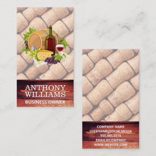 Wijn en kaas | Hout | wijngaard | wijnmakerij Visitekaartje (Voorkant / Achterkant)