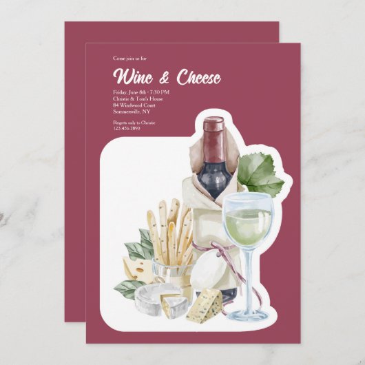 Wijn en kaas kaart (Voorkant / Achterkant)