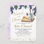 Wijn en Kaas Koppels Douche Uitnodiging (Voorkant / Achterkant)