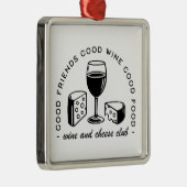 Wijn en kaas liefhebbers club metalen ornament (Rechts)