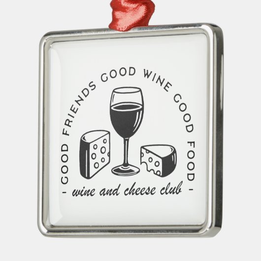 Wijn en kaas liefhebbers club metalen ornament (Links)
