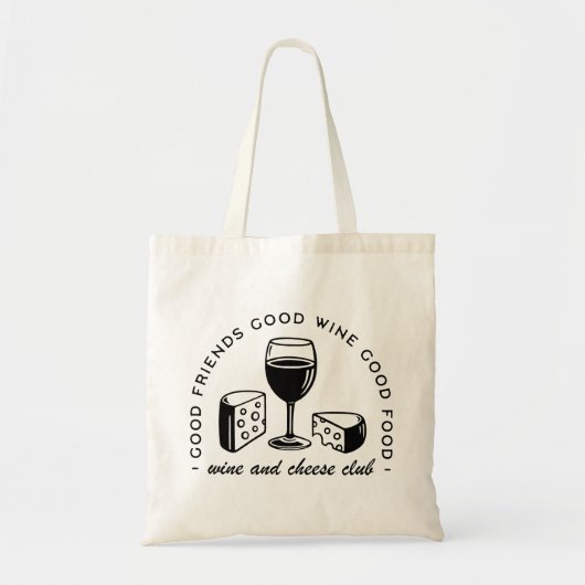 Wijn en kaas liefhebbers club tote bag (Voorkant)