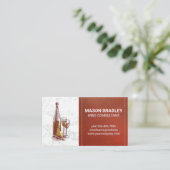 Wijn en kaas | Marmer met gestikt leer Visitekaartje (Staand voorkant)