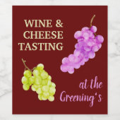 Wijn en kaas partij drinken doen decor etiket (Enkel label)