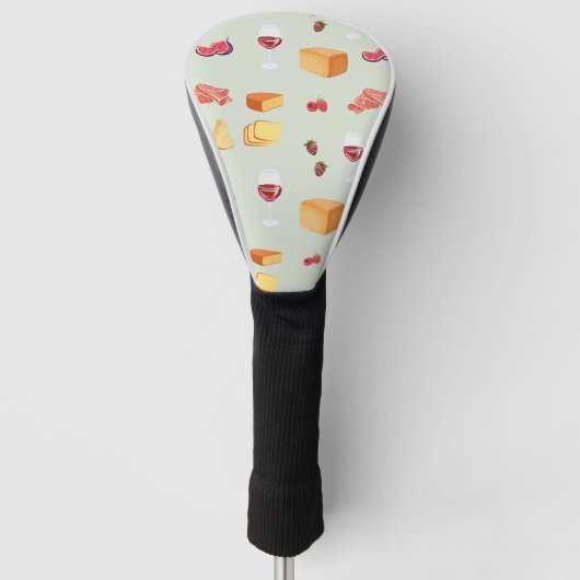 Wijn en Kaas Patroon Golfheadcover (Voorkant)