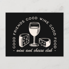 Wijn en kaas proeverij feestavond briefkaart