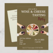 Wijn en kaas proeverij Uitnodiging (Voorkant / Achterkant)