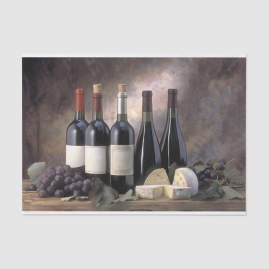 Wijn en kaas stilleven decoupage tissuepapier (Voorkant)
