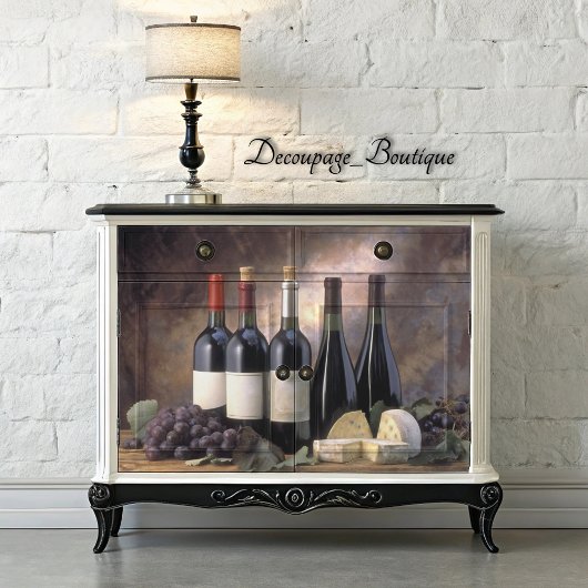 Wijn en kaas stilleven decoupage tissuepapier