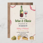 Wijn en kaas thema feestuitnodiging kaart (Voorkant / Achterkant)