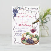 Wijn en kaas tot in de perfectie op de verjaardag kaart (Staand voorkant)