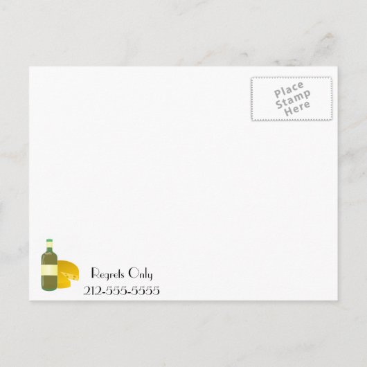 Wijn en kaas uitnodiging briefkaart (Achterkant)