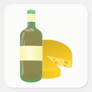 Wijn en kaas vierkante sticker