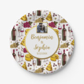 Wijn- en kaasbroodpartij, aangepaste fototekst papieren bordje (Voorkant)