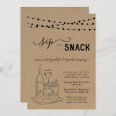 Wijn- en kaasfeest, nip- en snackuitnodiging kaart (Voorkant / Achterkant)