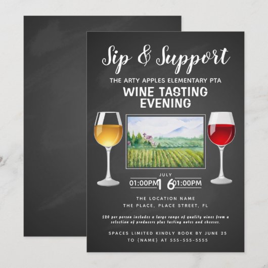 wijn- en kaasfondsenement sip en steun kaart (Voorkant / Achterkant)