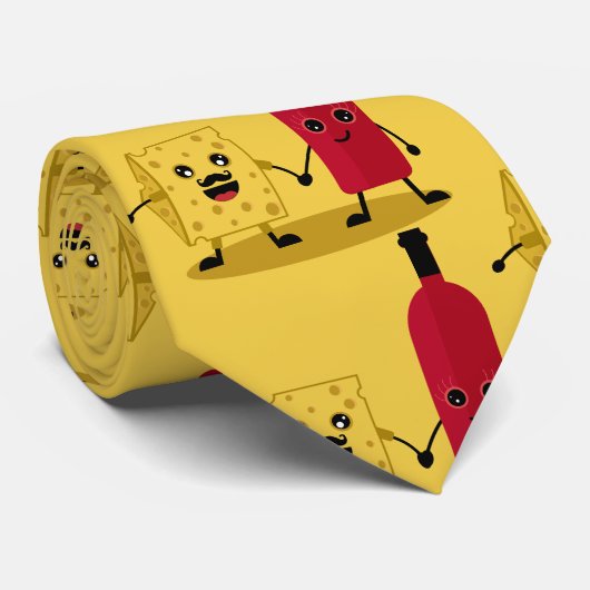 Wijn- en kaasliefhebbers stropdas (Opgerold)