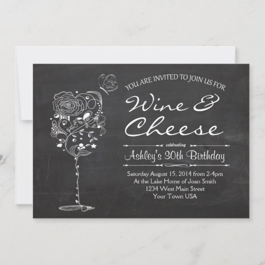 Wijn- en kaasooruitnodiging kaart (Voorkant)
