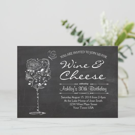 Wijn- en kaasooruitnodiging kaart (Staand voorkant)