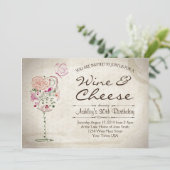 Wijn- en kaasooruitnodiging kaart (Staand voorkant)