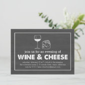 Wijn- en kaaspartaar (zwart/wit) kaart (Staand voorkant)