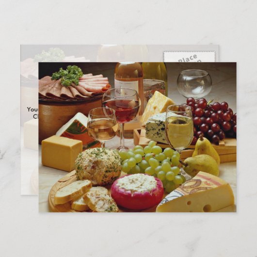 Wijn- en kaaspartij briefkaart (Voorkant / Achterkant)