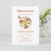 Wijn- en kaaspartij Charcuterie-Vrijgezellenfeest Kaart (Staand voorkant)